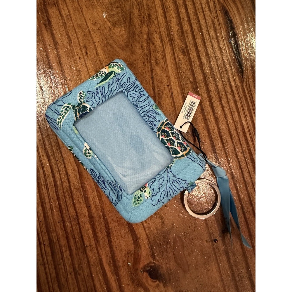 Vera Bradley Zip ID Case Sea Turtles And Coral New Blue - Picture 2 of 4